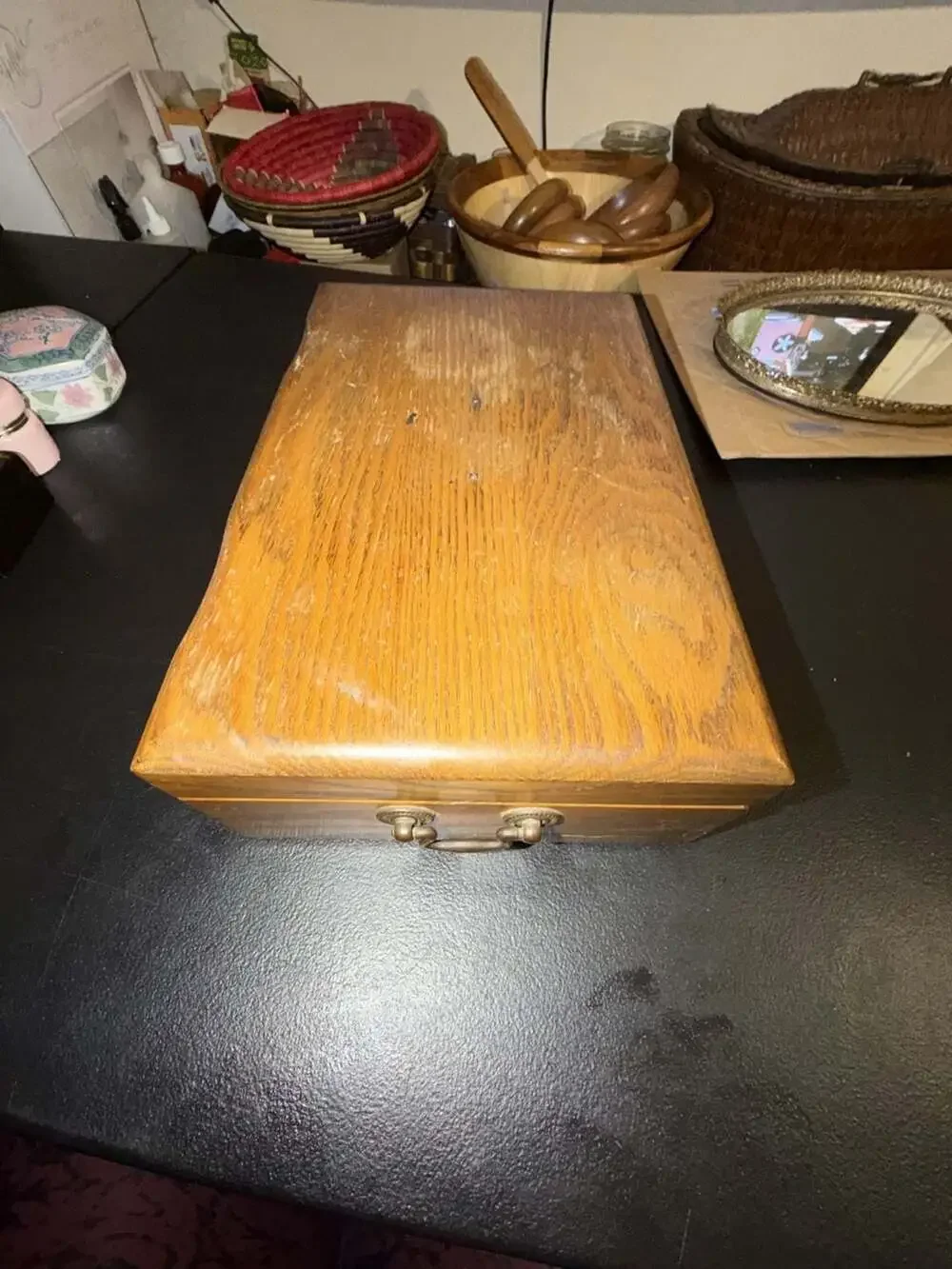 Vintage Reed & Barton Wooden Flatware Storage Chest Case